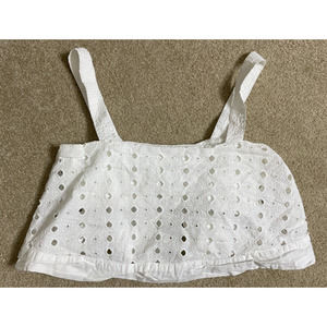 Free People By My Side Eyelet Cropped Top in White Women's Medium